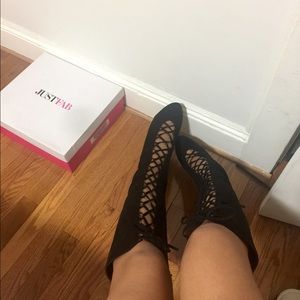 Justfab black high lace boots!!